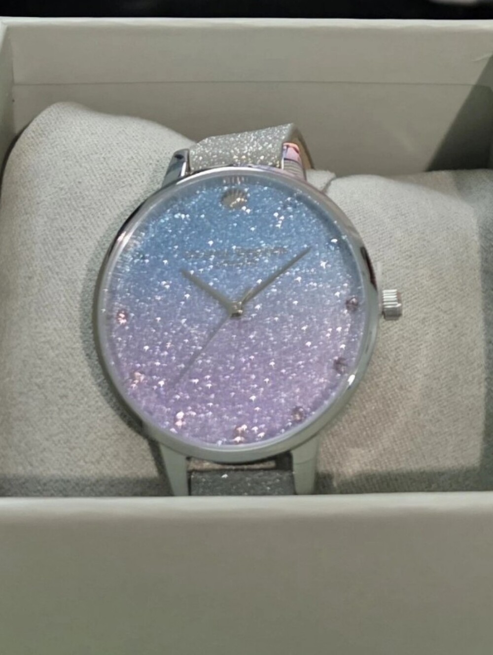Olivia Burton Glitter Gradient Dial Women's Fashion Watch - Silver Strap